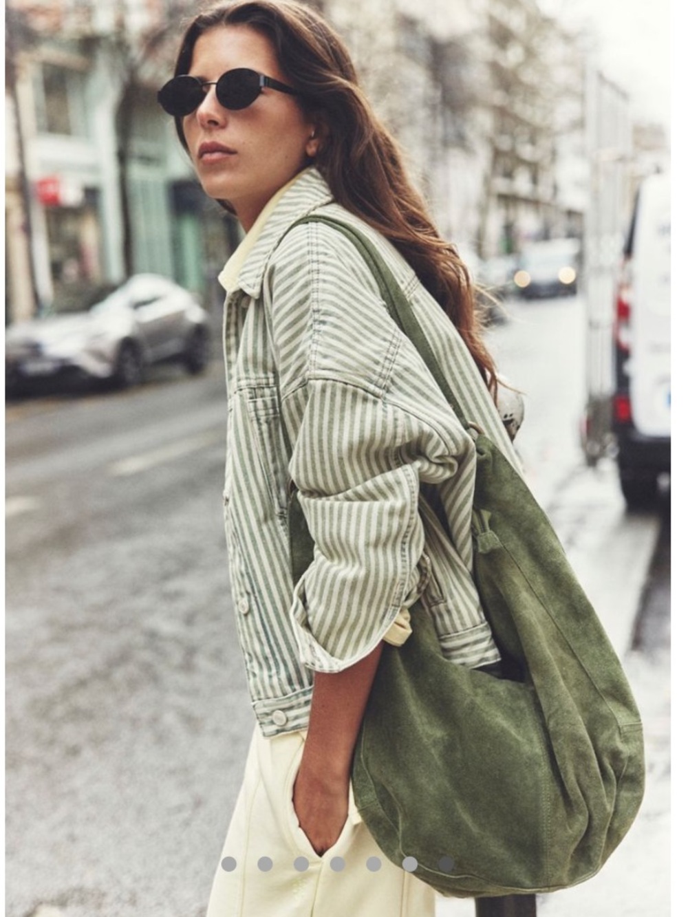 NWT FREE PEOPLE Roma Suede Tote Bag in Olive Moss